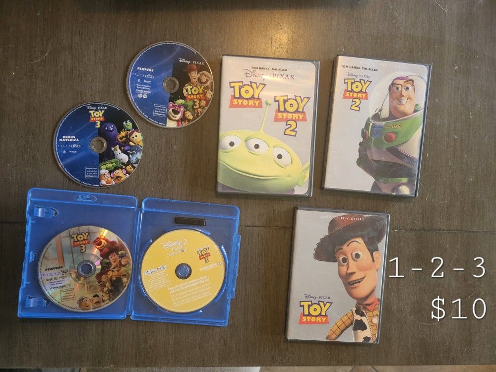 Toy Story 1 , 2 , 3 DVD Collection + Bonus DVDs