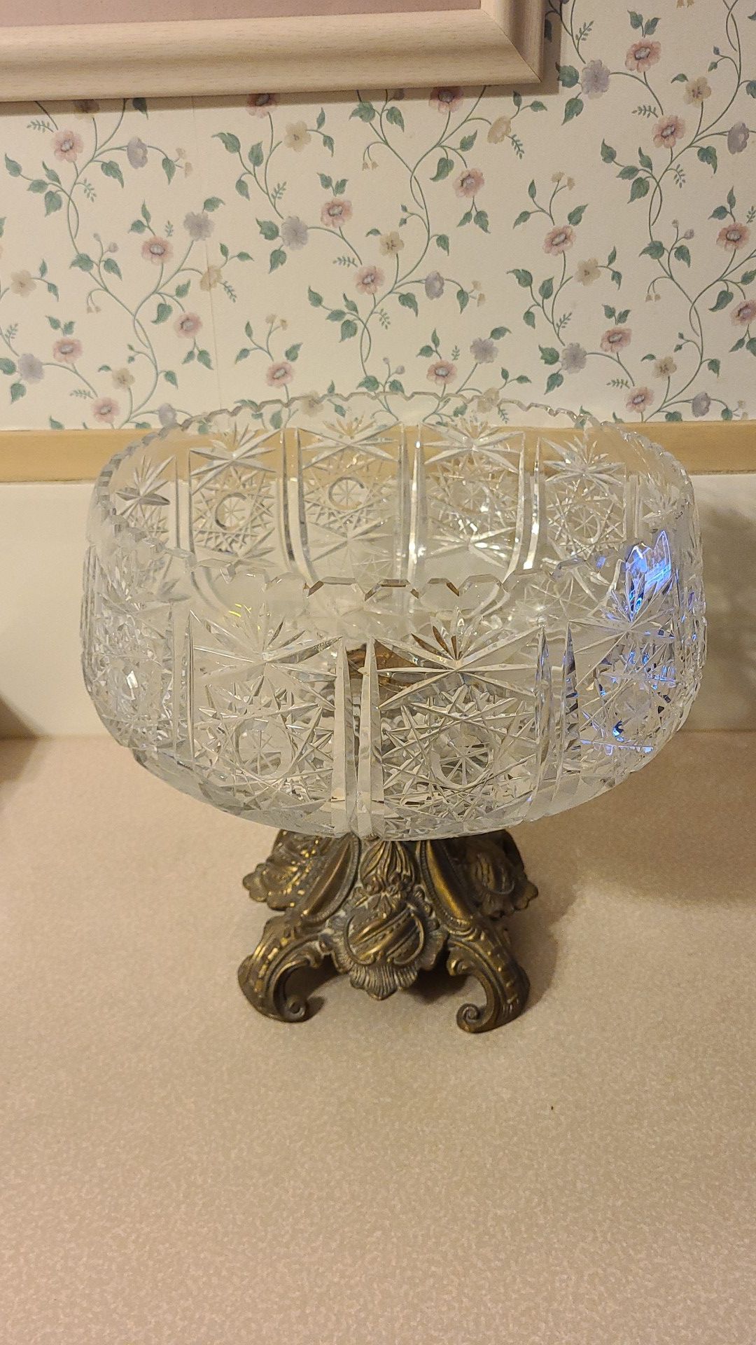 antique crystal and bronze centerpiece