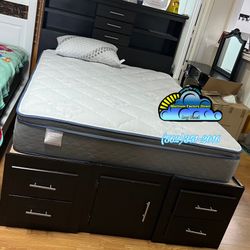 Queen Storage Bed With Mattress New 