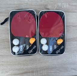 2 Glymnis Table Tennis Paddle Sets – 4 Paddles, 8 Balls & Carry Cases