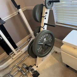 Olympic Standard Weights ,  Nautilus Bench , Weight Rack 