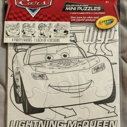 Disney Pixar Cars Color Your Own Mini Puzzle 4ct New