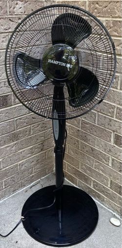 Black Hampton Bay Fan Floor Standing Pedestal Oscillating 3 speed Cleaned Oiled