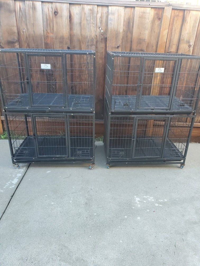 2-37 Inch Stackable Heavy Duty Dog Kennel W/lockable Wheels & Removable Tray