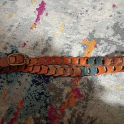 Leather Men's Belt With Brass Buckle