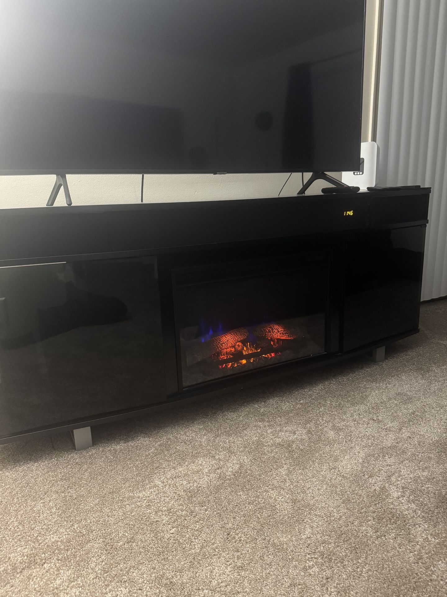 Fireplace tv stand with Bluetooth speakers