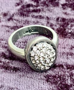 Vintage Silver Lia Sophia Pave’ Rhinestone Cluster Ring