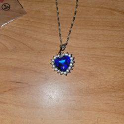 21 Inch Heart Of The Ocean Necklace Sterling Silver 
