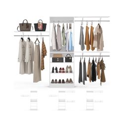96” Closet System, 8FT Walk In Closet Organizer With Shelving Towers, Heavy Duty Wardrobe