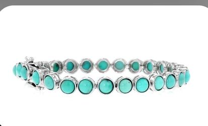 Tiffany Style Sterling Turquoise Tennis Bracelet
