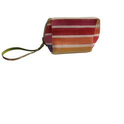 Watercolor Multi Stripe Zip Top Wristlet Clutch Purse/Makeup Bag