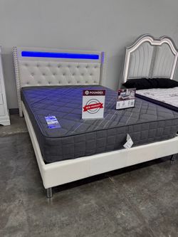 New queen bed frame with mattress