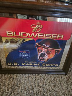 Budweiser U.S. Marine Corps Framed Mirror Sign