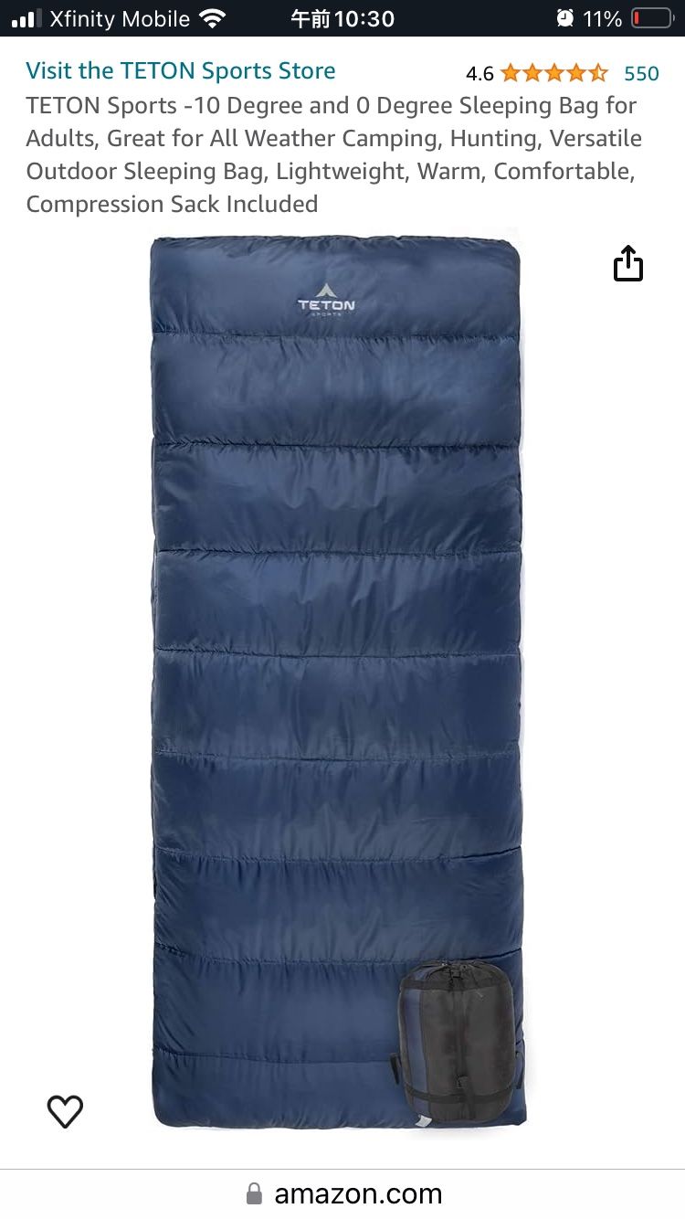 TETON Sports Sleeping Bag 10degree &0degree