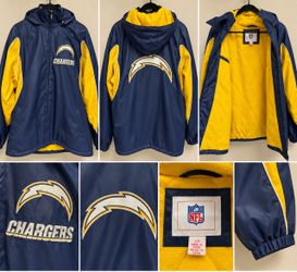 Vintage San Diego Chargers NFL Hooded Jacket – Large – Navy/Gold – Embroidered