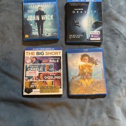 4 Movie Blu Ray Lot : John Wick, Wonder Woman