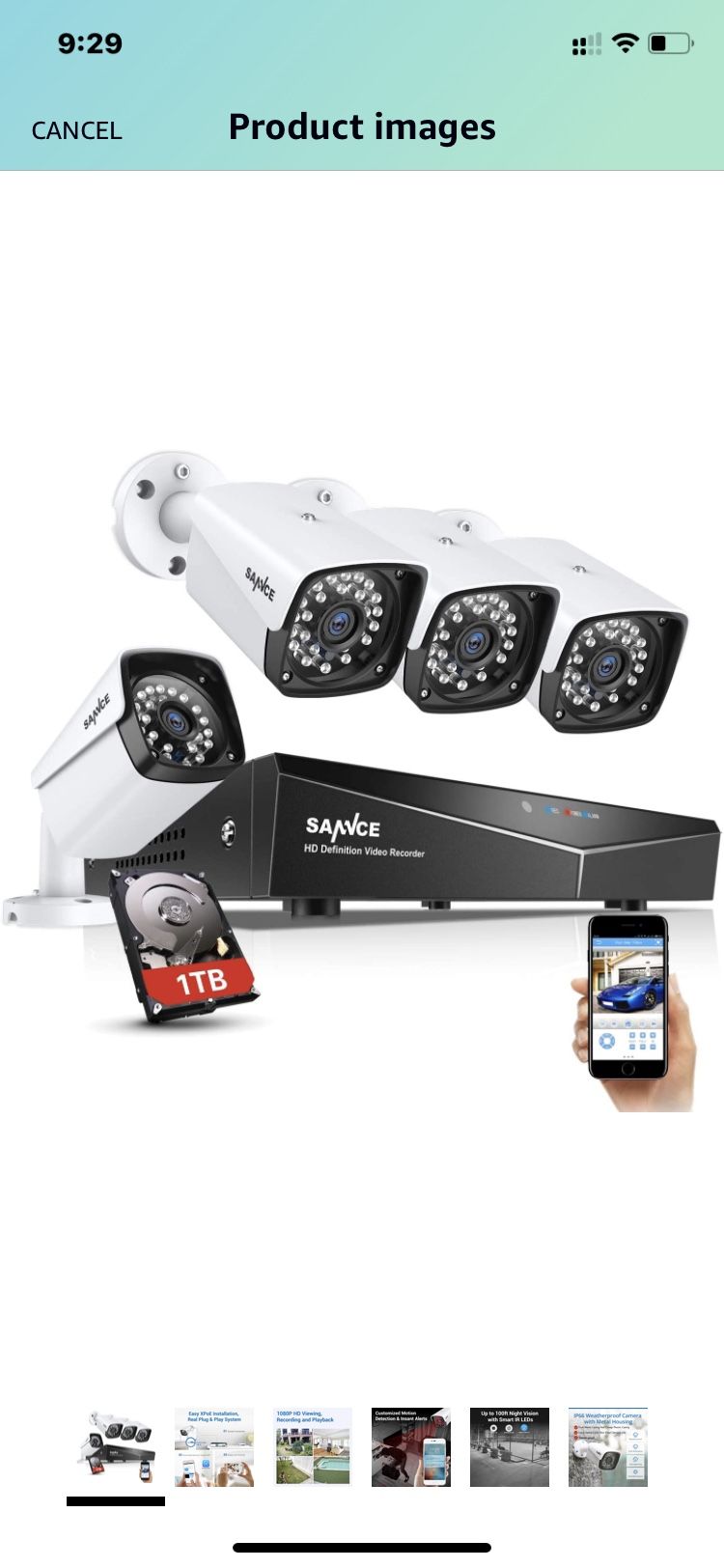 SANNCE 1080P xPOE Security Camera System with 1TB Hard Drive,4 Pcs