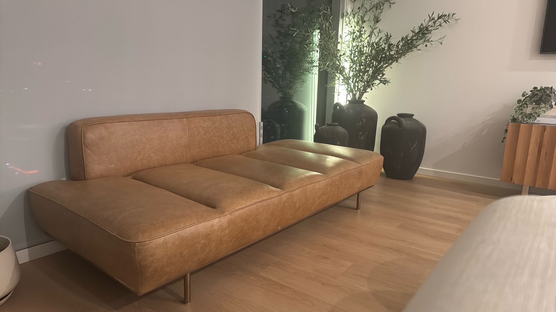 CB2 Low Leather Couch 