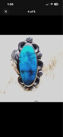 Vintage Estate genuine, Kingman, Turquoise, and Sterling silver ring