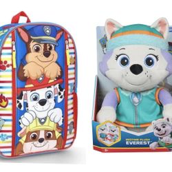paw patrol backpack and toy Plushie bundle pair for kids 
