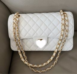 Designer White and Gold medium Quilted crossbody bag