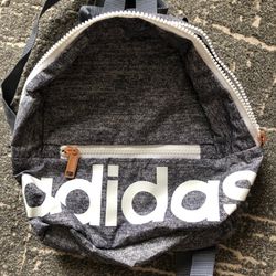 Small Gray And White Adidas Backpack Purse 