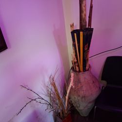 Large Ceramic Vase Withdecoeative Bamboo