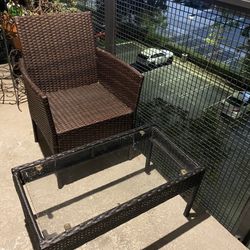 Chair and table glass for balcony