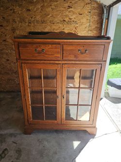Solid oak and glass cabinet
