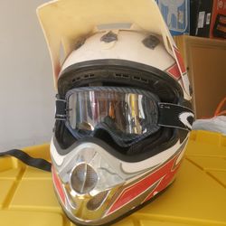 Dirt Bike Helmet With Okley Goggles 