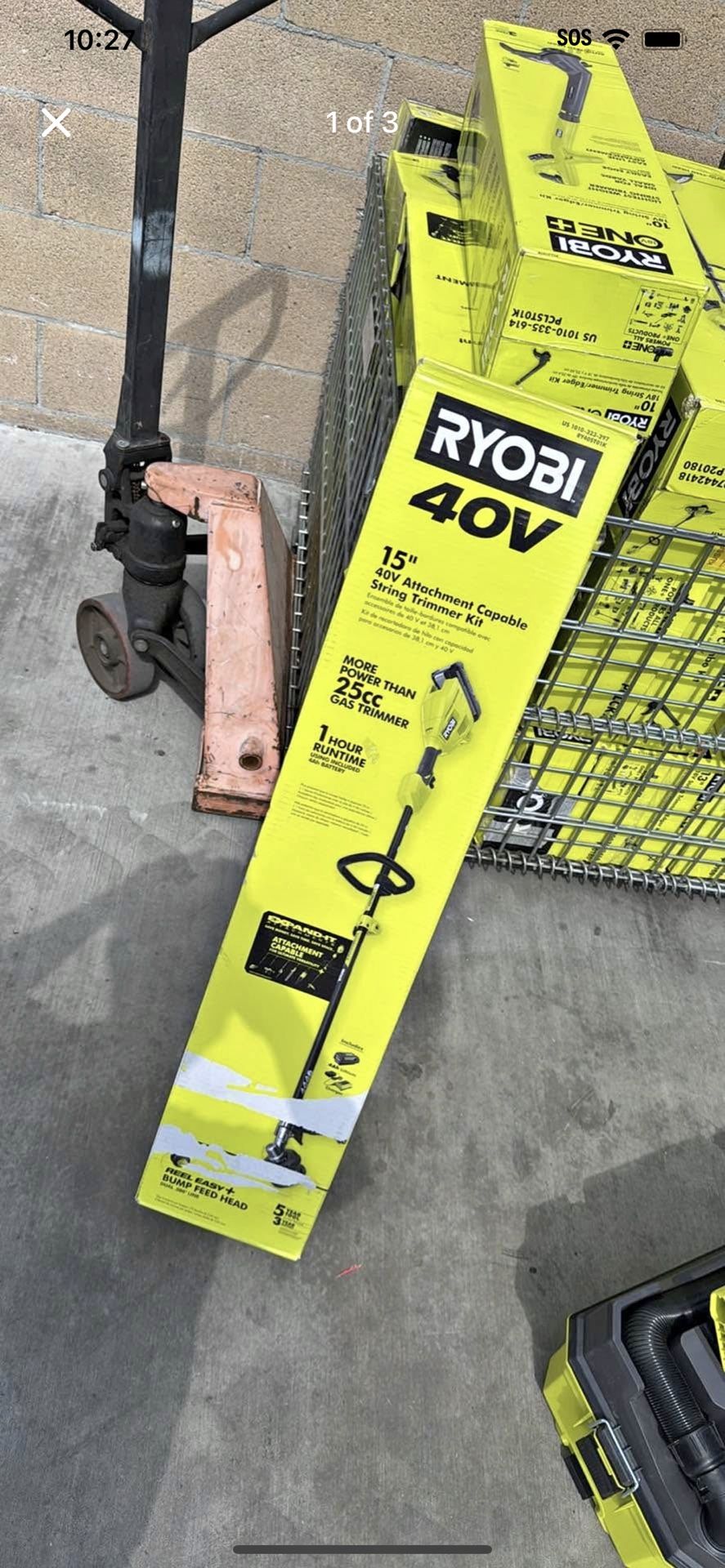 RYOBI 40V 15 in. Expand-It Cordless Battery Attachment Capable String Trimmer with 4.0 Ah Battery an