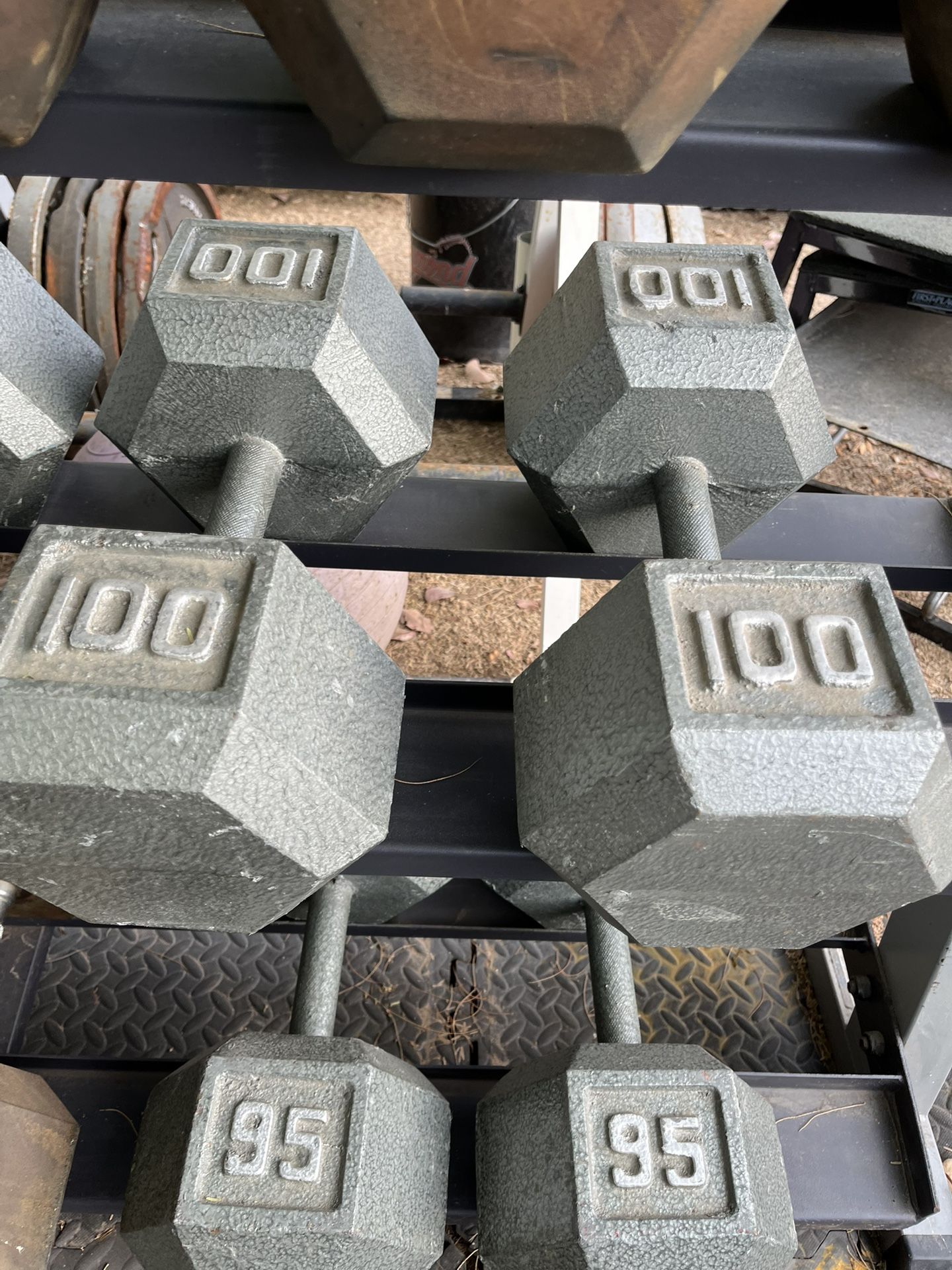 100lb Hex Iron Dumbbell Set Weights