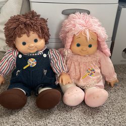 Vintage Lollipop Kids Dolls 1984 Yarn  Hair Freckles 23" Baby Boy Girl Doll 