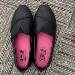 Sz 6 Laforst Black Slip-on Womens Slip Resistant Shoes Leather
