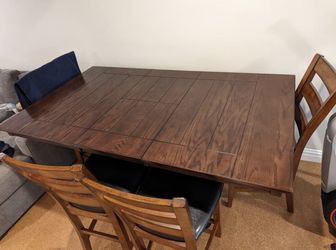 BOBS FURNITURE COUNTER HEIGHT DINING SET WITH SIX CHAIRS for Sale