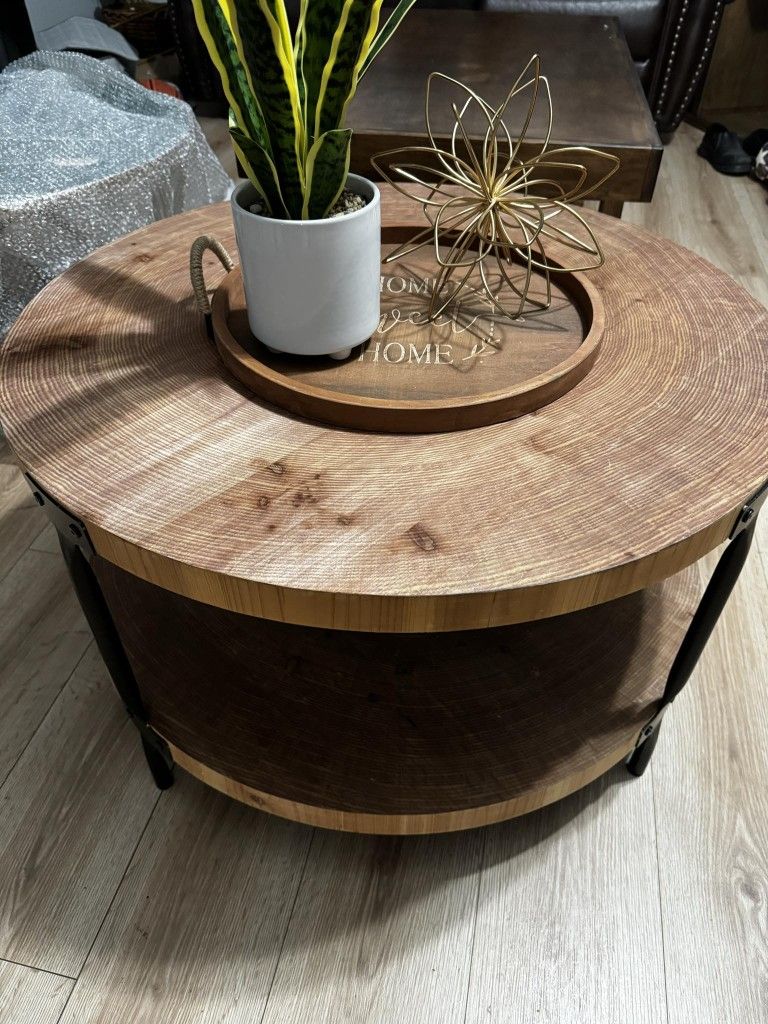Boho Wood Natural Coffee Table-
