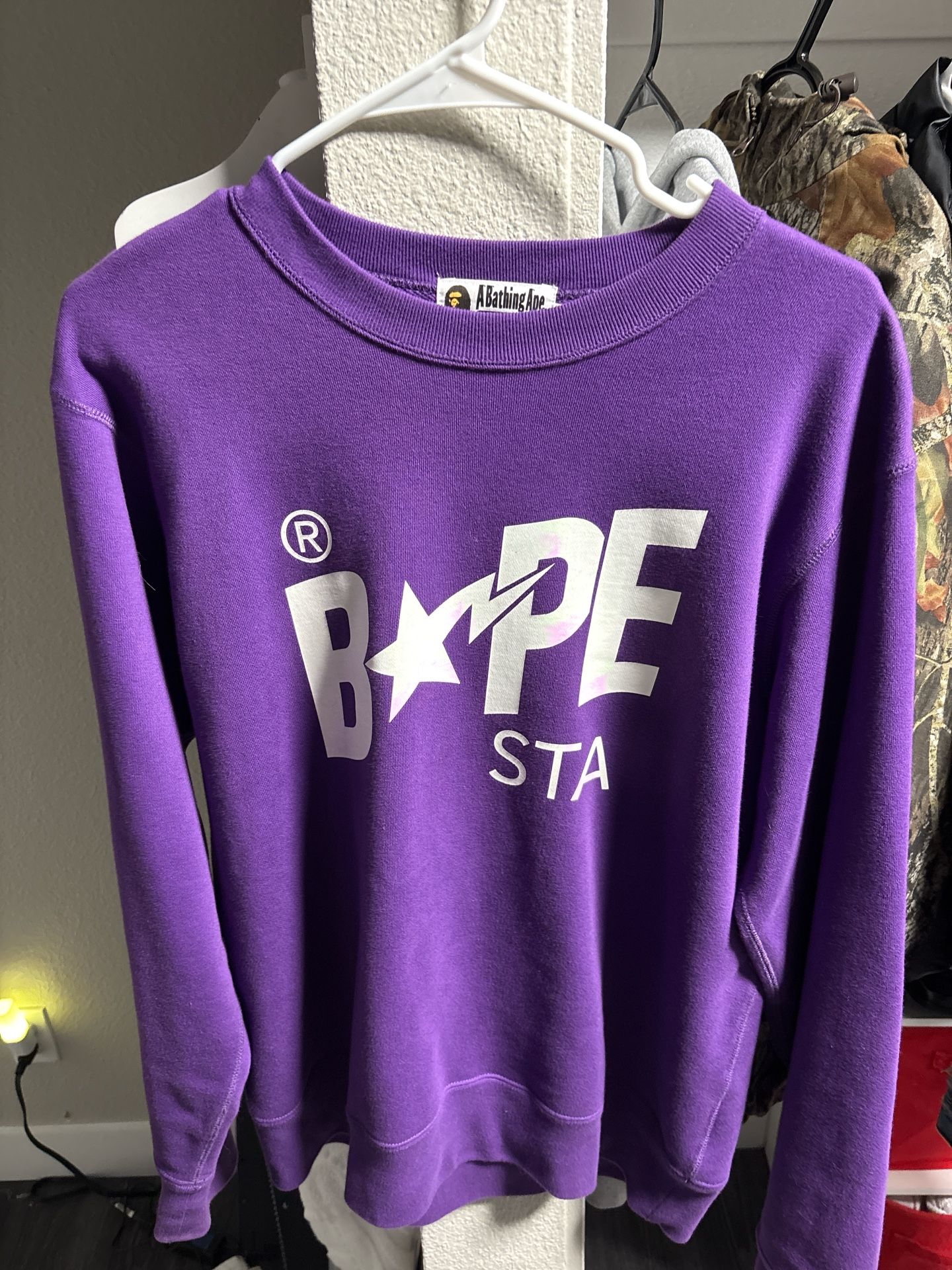 BAPE STA Purple Crewneck Sweatshirt
