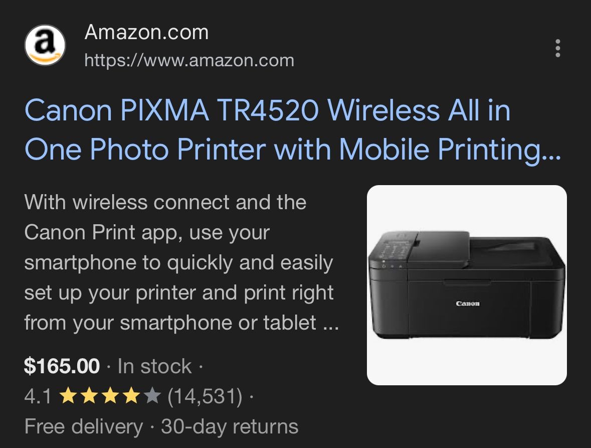 Canon PIXMA TR4520 Wireless All in One Inkjet Printer