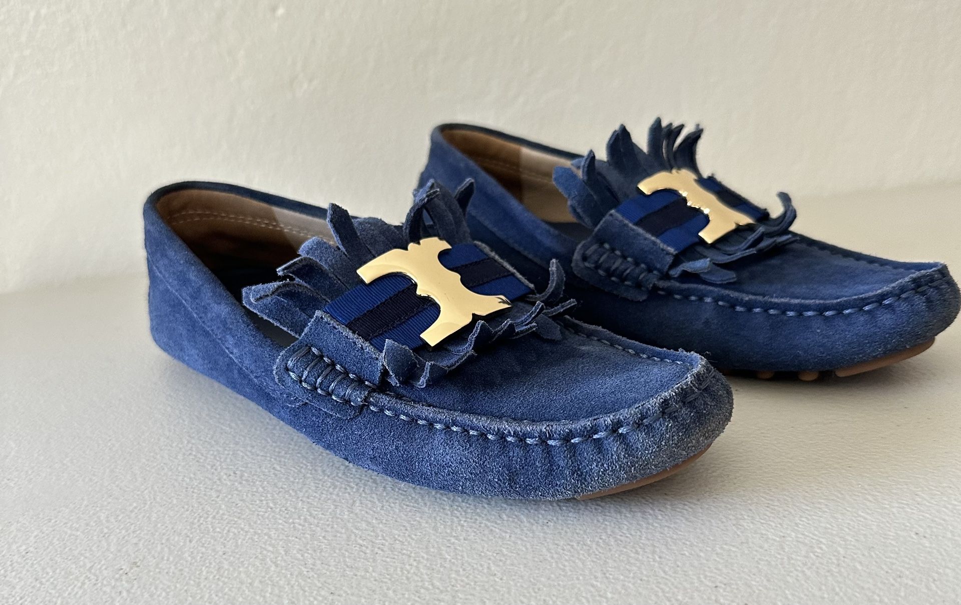 Tory Burch Size 6 Navy Suede Gemini Link Driver Loafers Tory Burch Size 6 Navy Suede Gemini Link Driver Loafers  main image 2