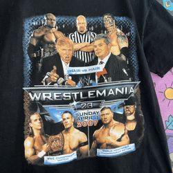 youth medium wrestling tee with donald trump and stone cold steve austin 