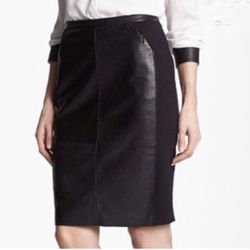 Halogen leather & Ponte Pencil Skirt Black size 2