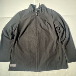 Pre Owned Excellent  Travis Mathew  Panda Fortune Cookie Chinese Food Carton Lining  Full Zip  Windbreaker Jacket  Embroidered  Black  Women  Size Sma