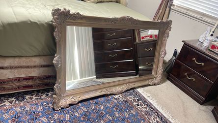 Large Champagne Ornate Framed Wall Mirror