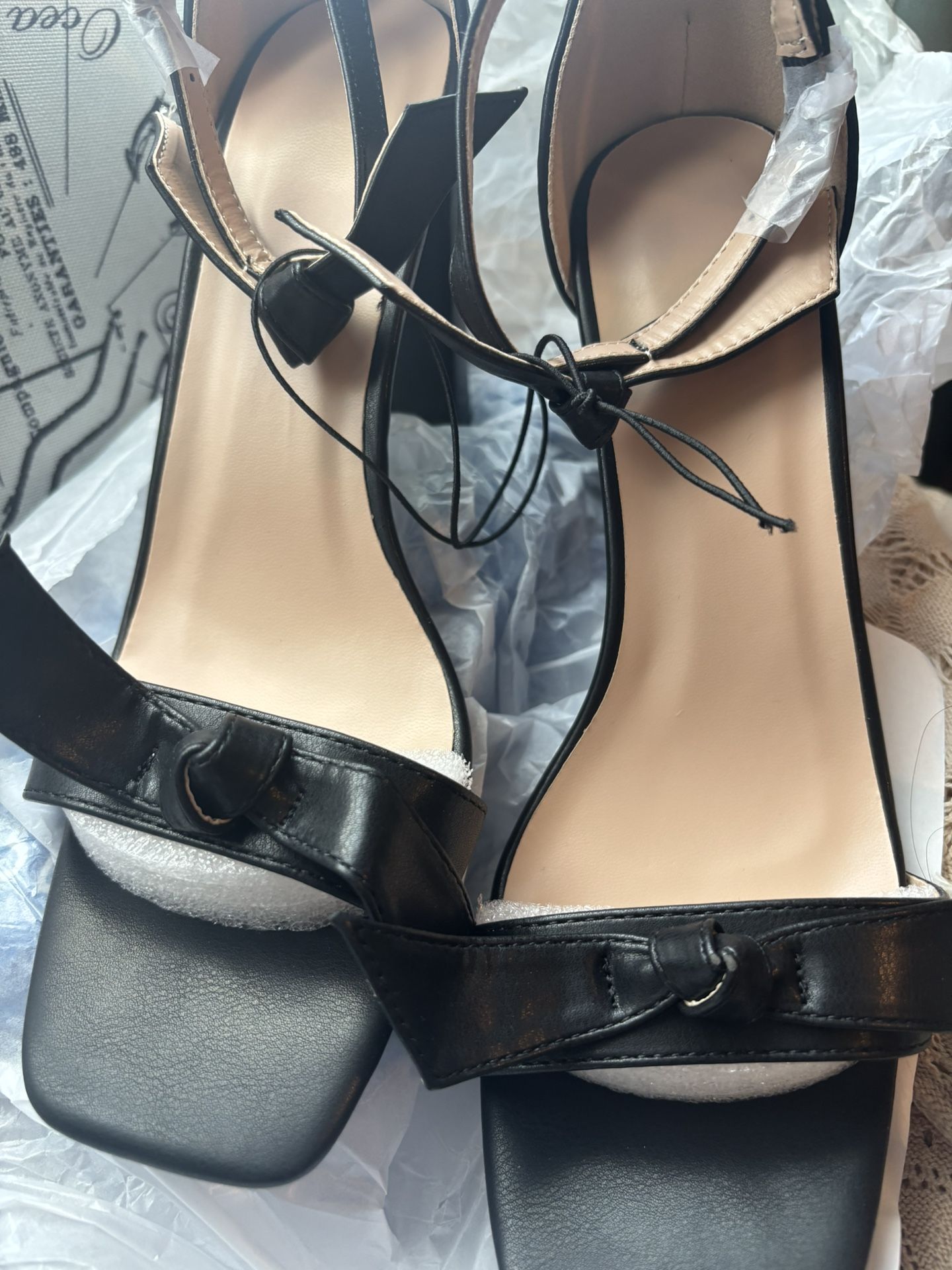Black Open Toe Bow Heels