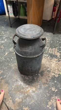 Large Vintage Rustic Milk Jug  Gray Farmhouse Cottage Decor