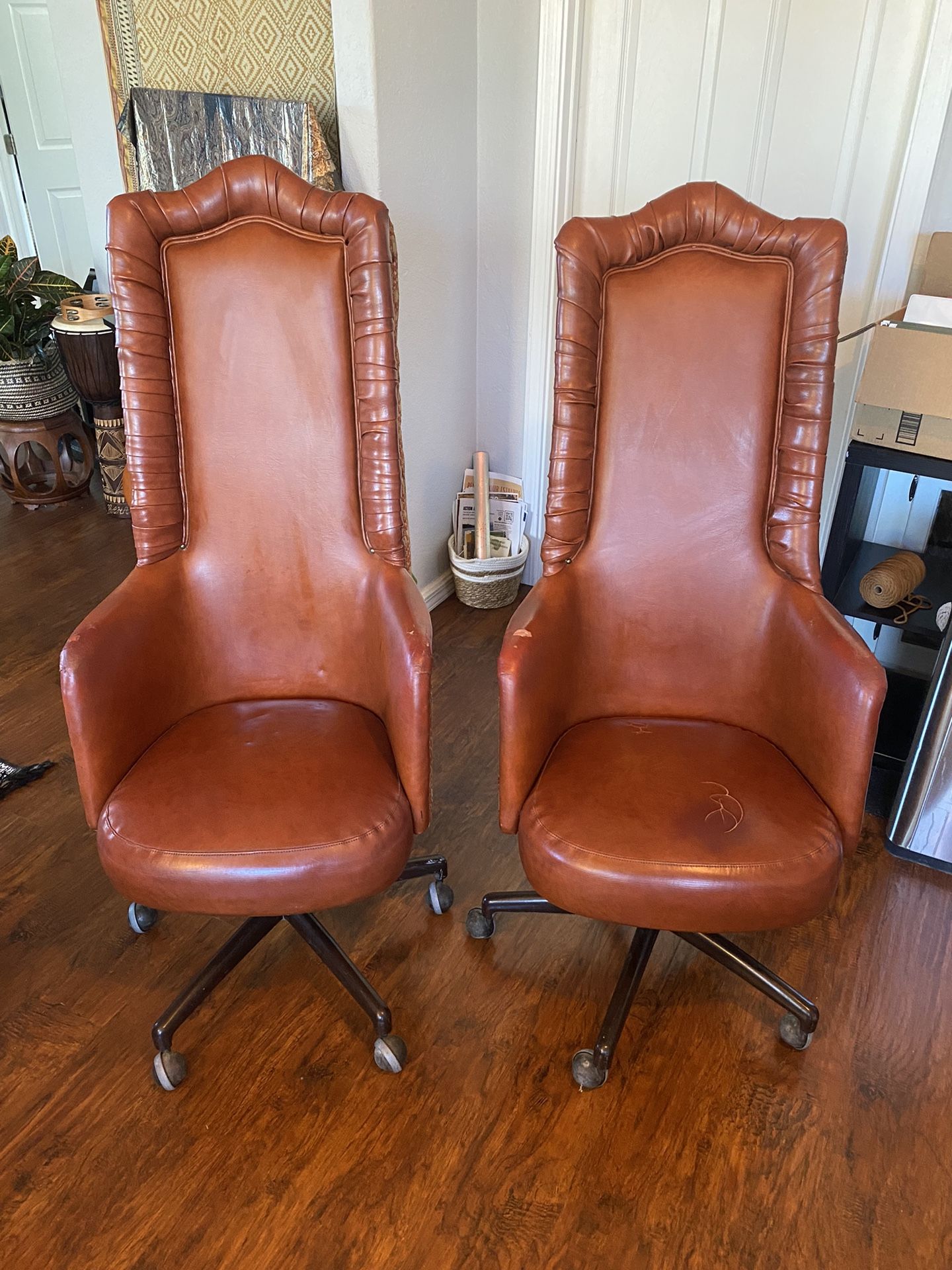 2 Vintage Wingback Office Chairs