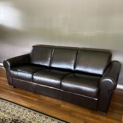 Leather Queen Sleeper Sofa & Mattress