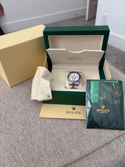 Stainless Steel Chronograph-Style Watch – White Dial – Box Included