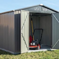 8x6 Steel Storage Shed Brown New In The Box 