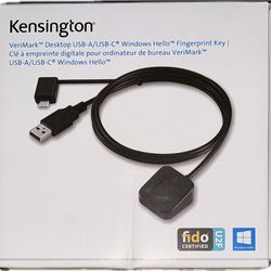 Kensington VeriMark Desktop USB-A/USB-C Windows Hello Fingerprint Key FIDO U2F